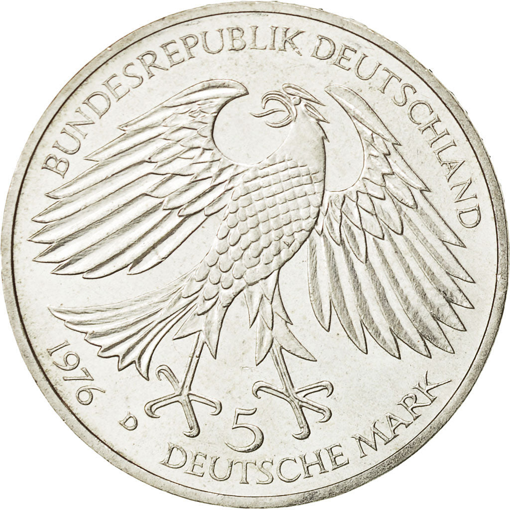 GERMANIA - REPUBBLICA FEDERALE, 5 Mark, 1976, Munich, Germany, SPL-, Argento