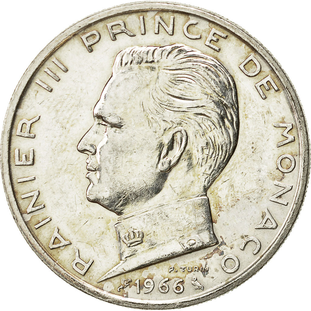 Monaco, Rainier III, 5 Francs, 1966, BB, Argento, KM:141, Gadoury:152