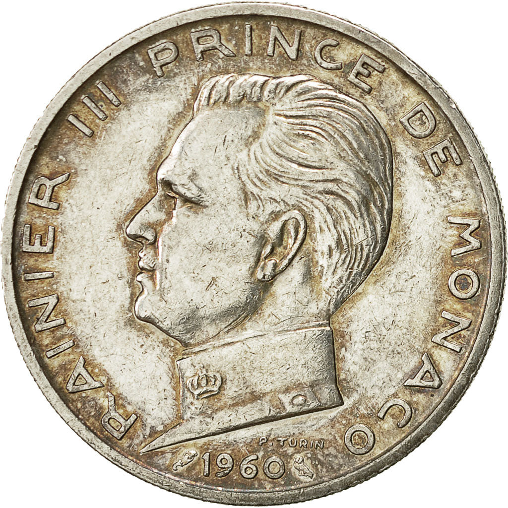 Monaco, Rainier III, 5 Francs, 1960, BB, Argento, KM:141, Gadoury:152