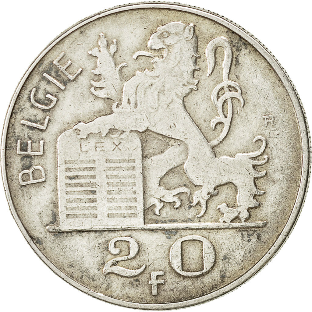 Belgio, 20 Francs, 20 Frank, 1951, BB, Argento, KM:141.1