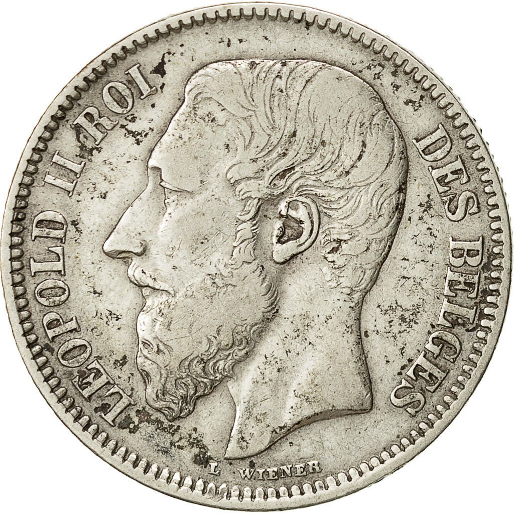Belgien, Leopold II, 2 Francs, 2 Frank, 1867, S+, Silber, KM:30.1