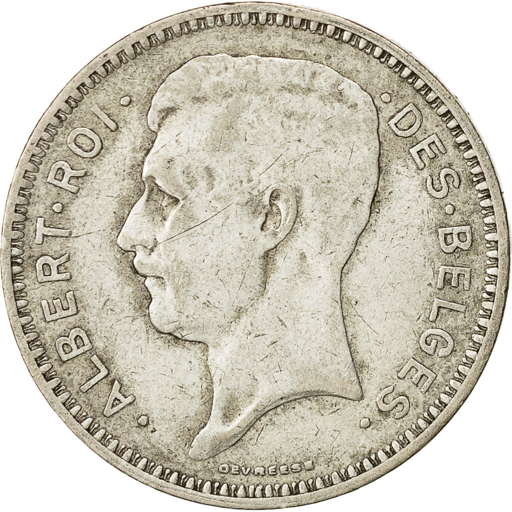 Belgio, 20 Francs, 20 Frank, 1934, MB, Argento, KM:103.1