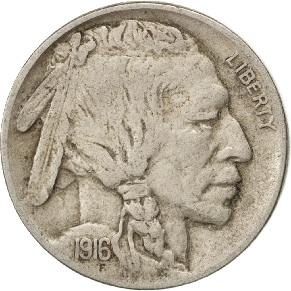 UNITED STATES, Buffalo Nickel, 5 Cents, 1916, U.S. Mint, KM #134, EF(40-45),...