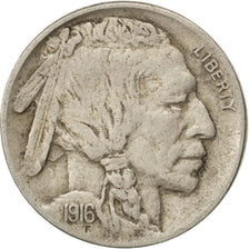 UNITED STATES, Buffalo Nickel, 5 Cents, 1916, U.S. Mint, KM #134, EF(40-45),...