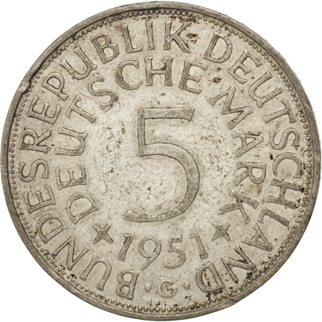 Münze, Bundesrepublik Deutschland, 5 Mark, 1951, Karlsruhe, SS, Silber