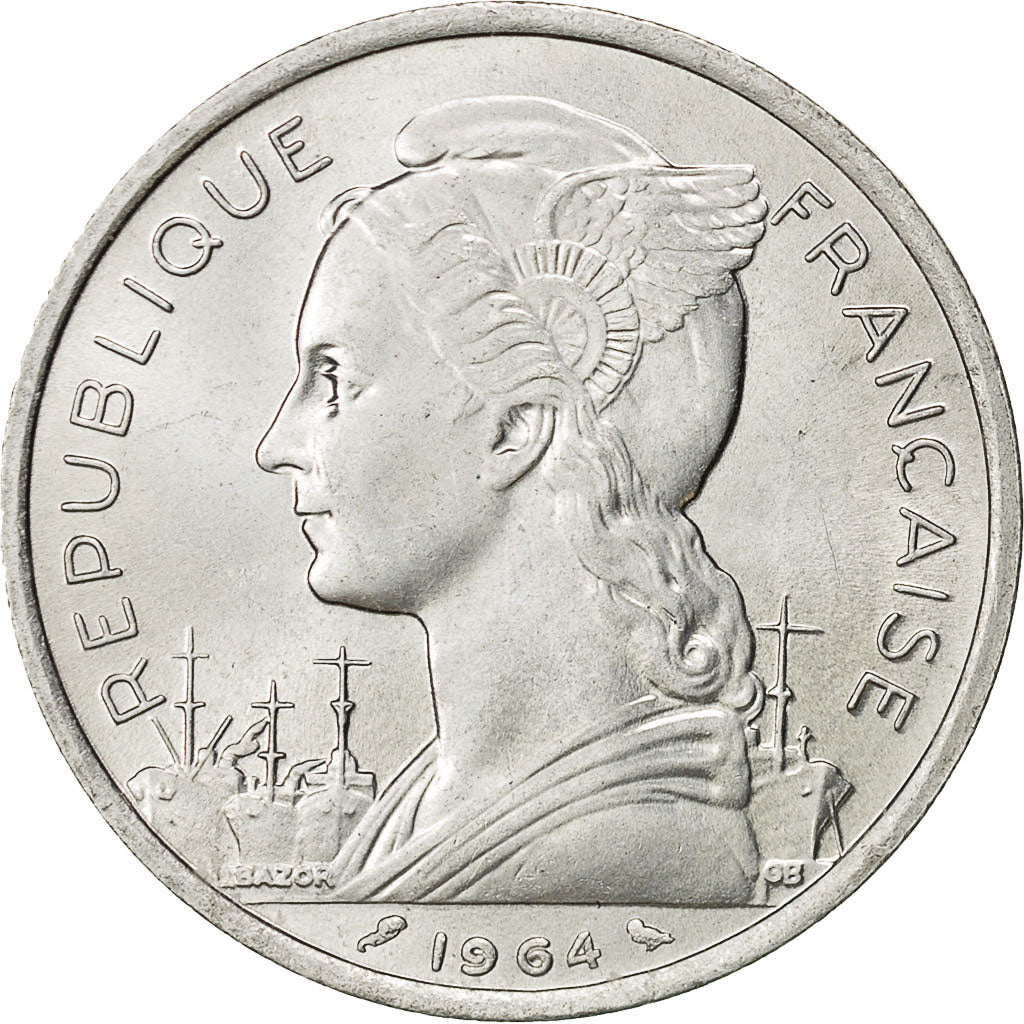Comore, 5 Francs, 1964, Paris, SPL-, Alluminio, KM:6