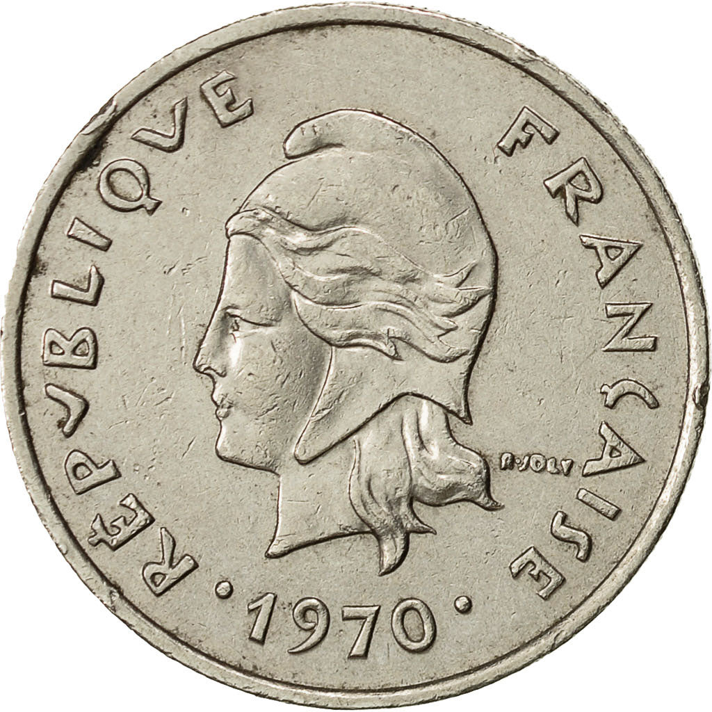 New Hebrides, 10 Francs, 1970, Paris, SS, Nickel, KM:2.1