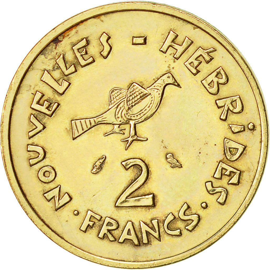 Nuove Ebridi, 2 Francs, 1970, Paris, BB, Nichel-ottone, KM:5.1