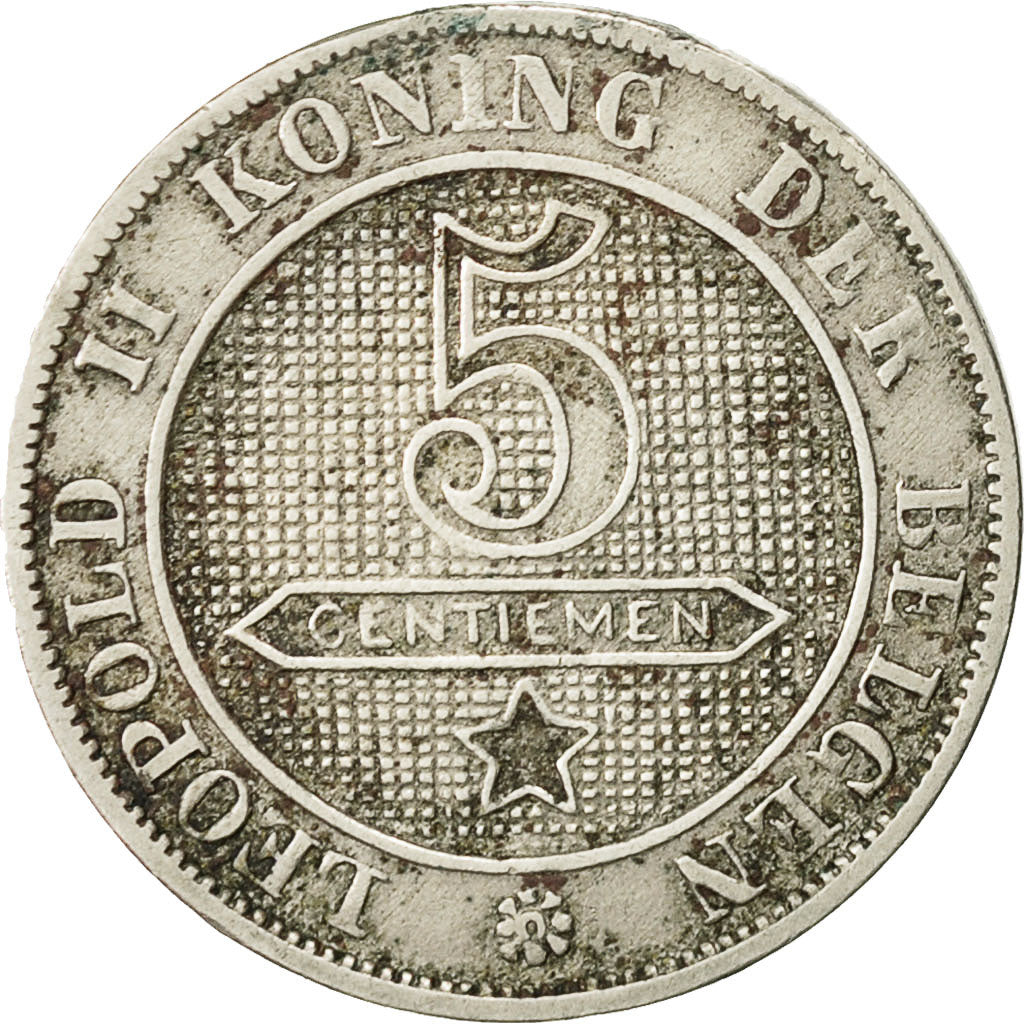 Belgio, Leopold II, 5 Centimes, 1894, MB, Rame-nichel, KM:41