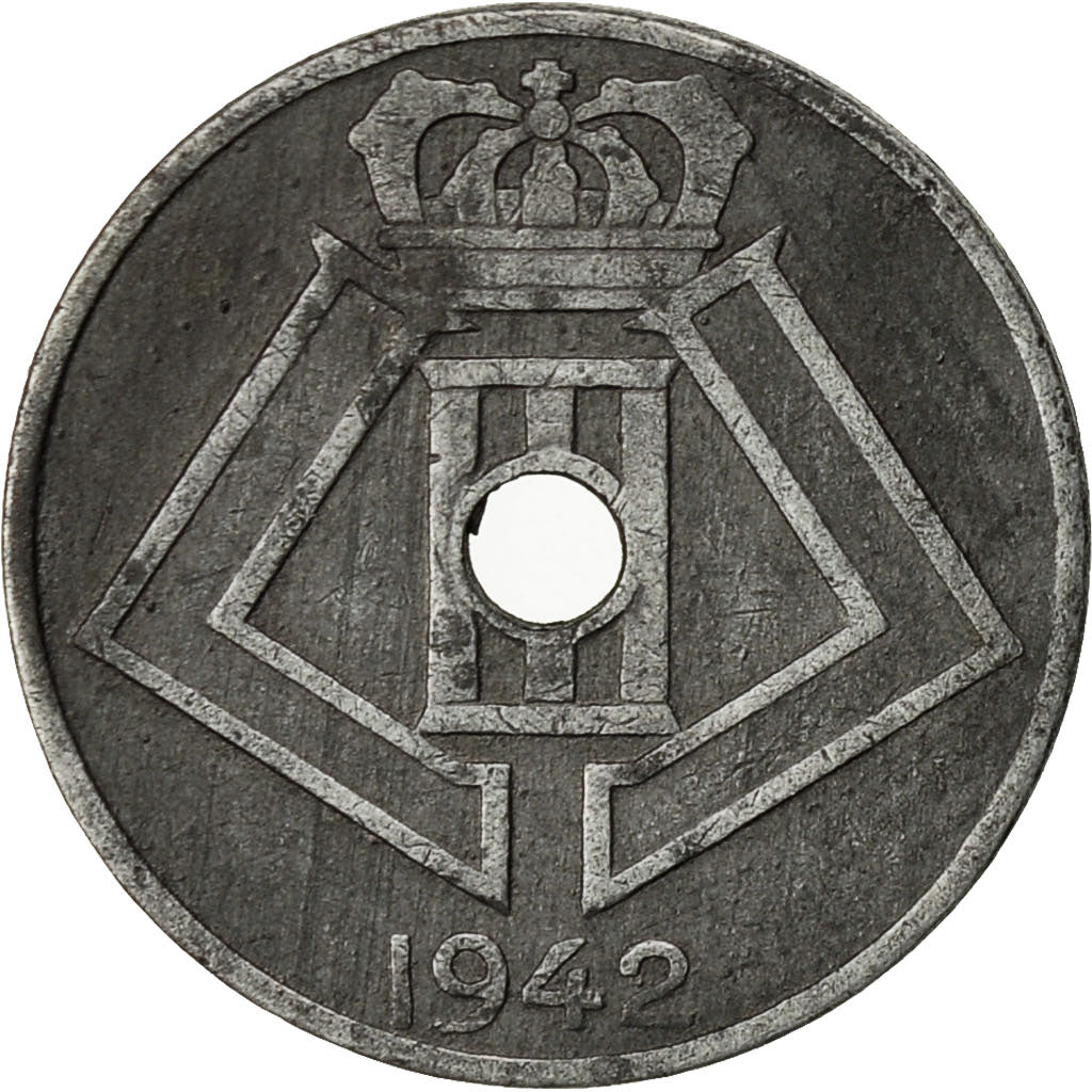 Bélgica, 5 Centimes, 1942, MBC, Cinc, KM:124