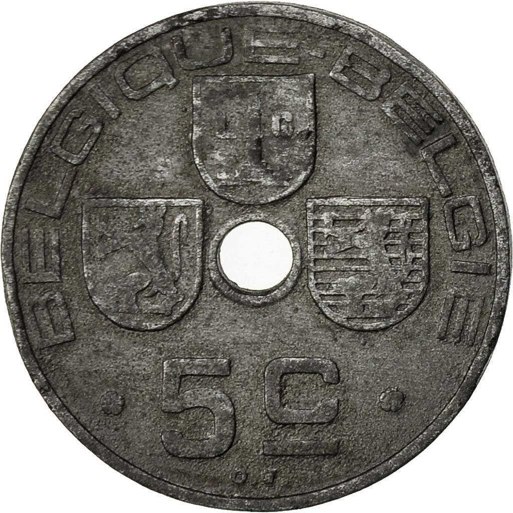 Belgium, 5 Centimes, 1943, EF(40-45), Zinc, KM:123