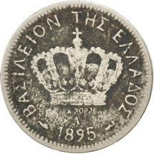 Grecia, George I, 20 Lepta, 1895, Athens, B+, Rame-nichel, KM:57