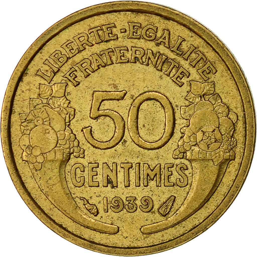 Francia, Morlon, 50 Centimes, 1939, Paris, BB, Alluminio-bronzo, KM:894.1
