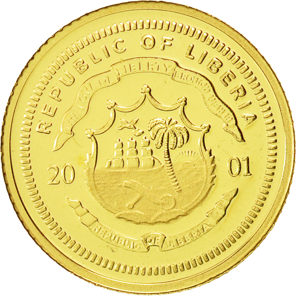 Liberia, 25 Dollars, Einstein, 2001, FDC, Oro