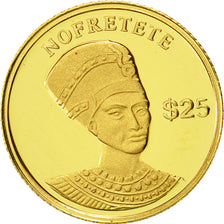 Liberia, 25 Dollars, Nofretete, 2000, American Mint, FDC, Oro, KM:512