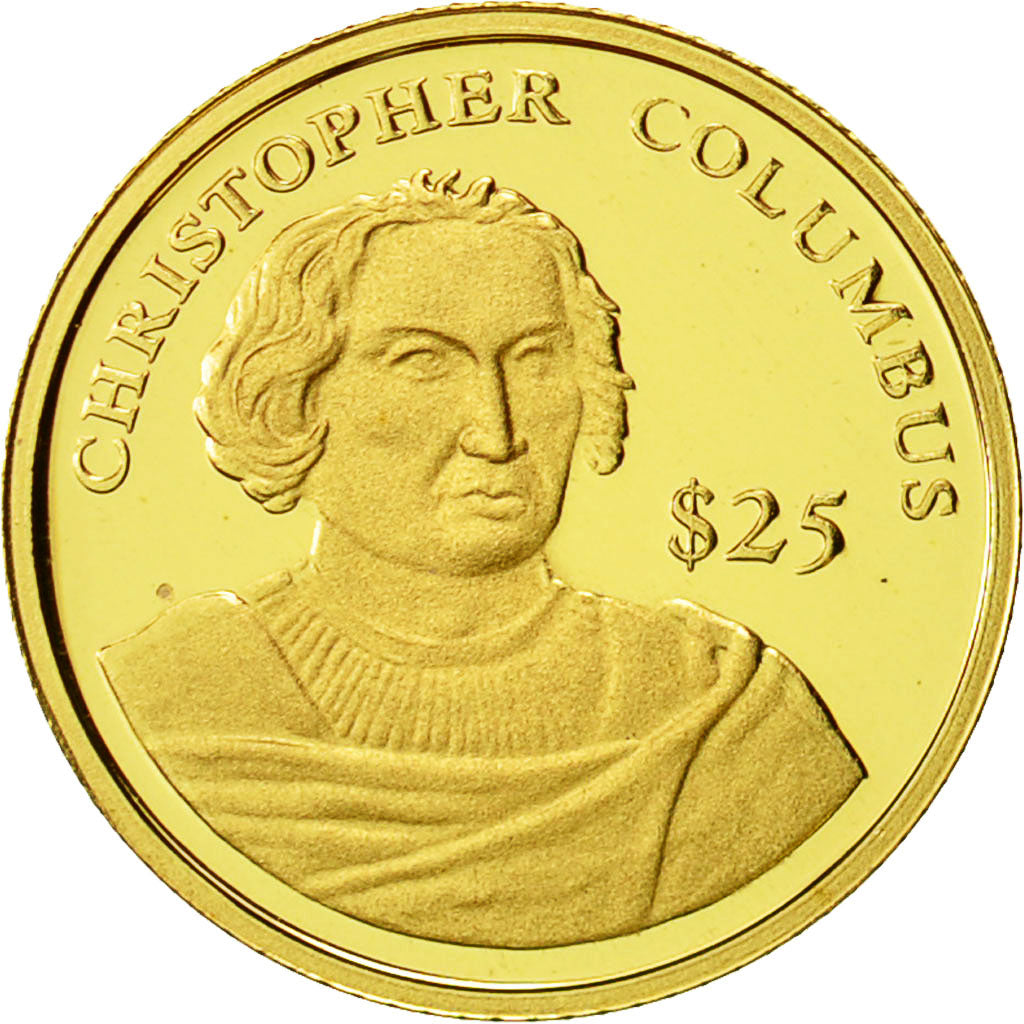 Liberia, 25 Dollars, C.Colomb, 2000, American Mint, FDC, Oro, KM:626
