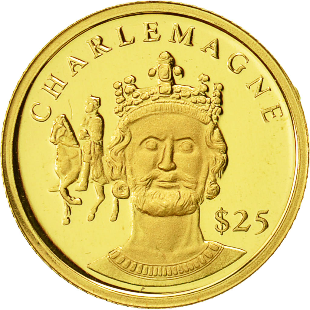 Liberia, 25 Dollars, Charlemagne, 2000, American Mint, STGL, Gold, KM:628
