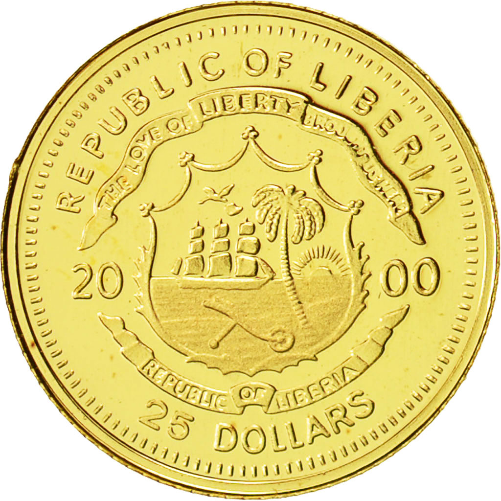 Liberia, 25 Dollars, Charlemagne, 2000, American Mint, STGL, Gold, KM:628