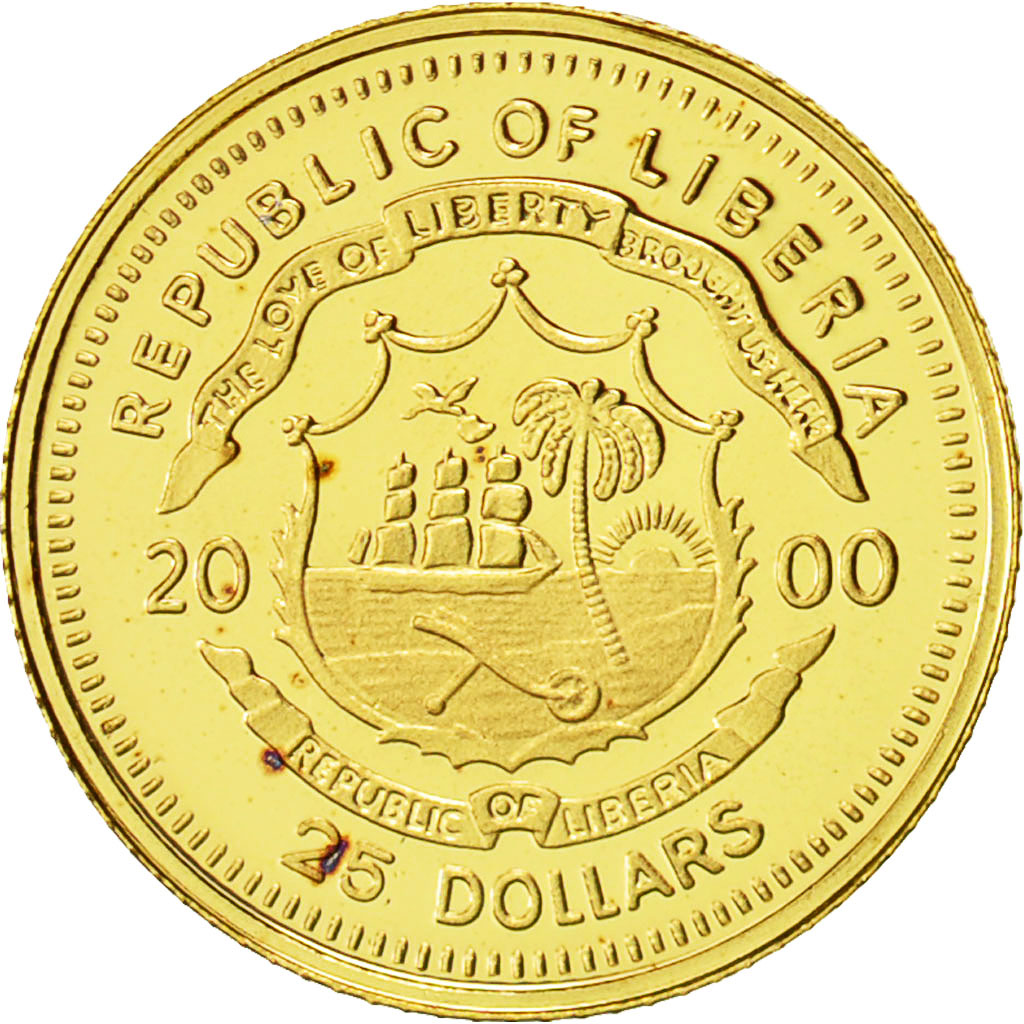 Liberia, 25 Dollars, César, 2000, American Mint, STGL, Gold, KM:631