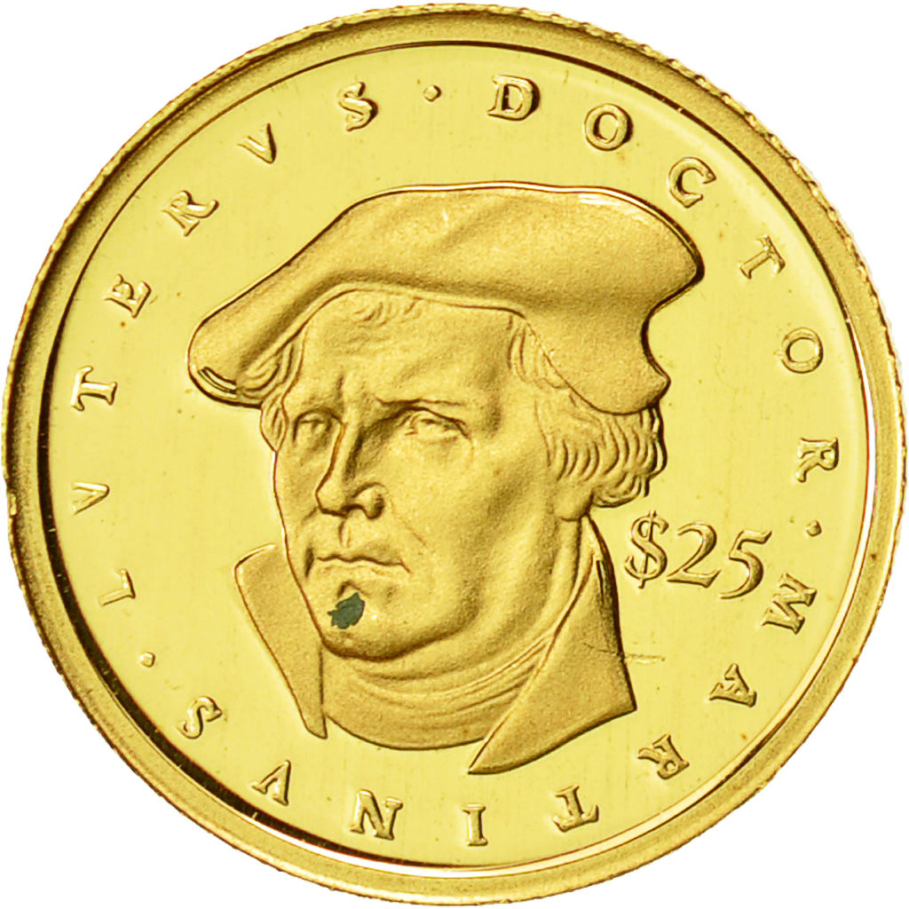 Liberia, 25 Dollars, Martin Luther, 2000, American Mint, FDC, Oro, KM:623