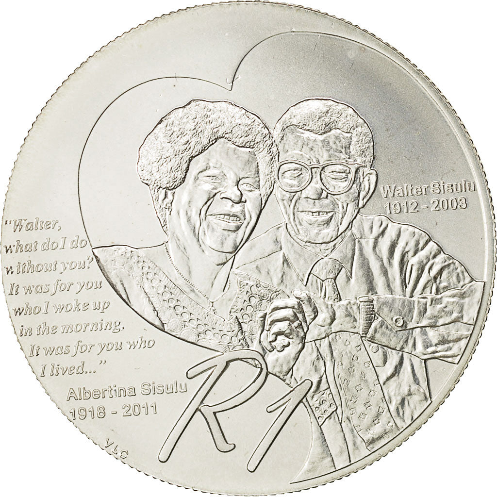Sudafrica, Rand, Walter & Albertina Sisulu, 2012, FDC, Argento