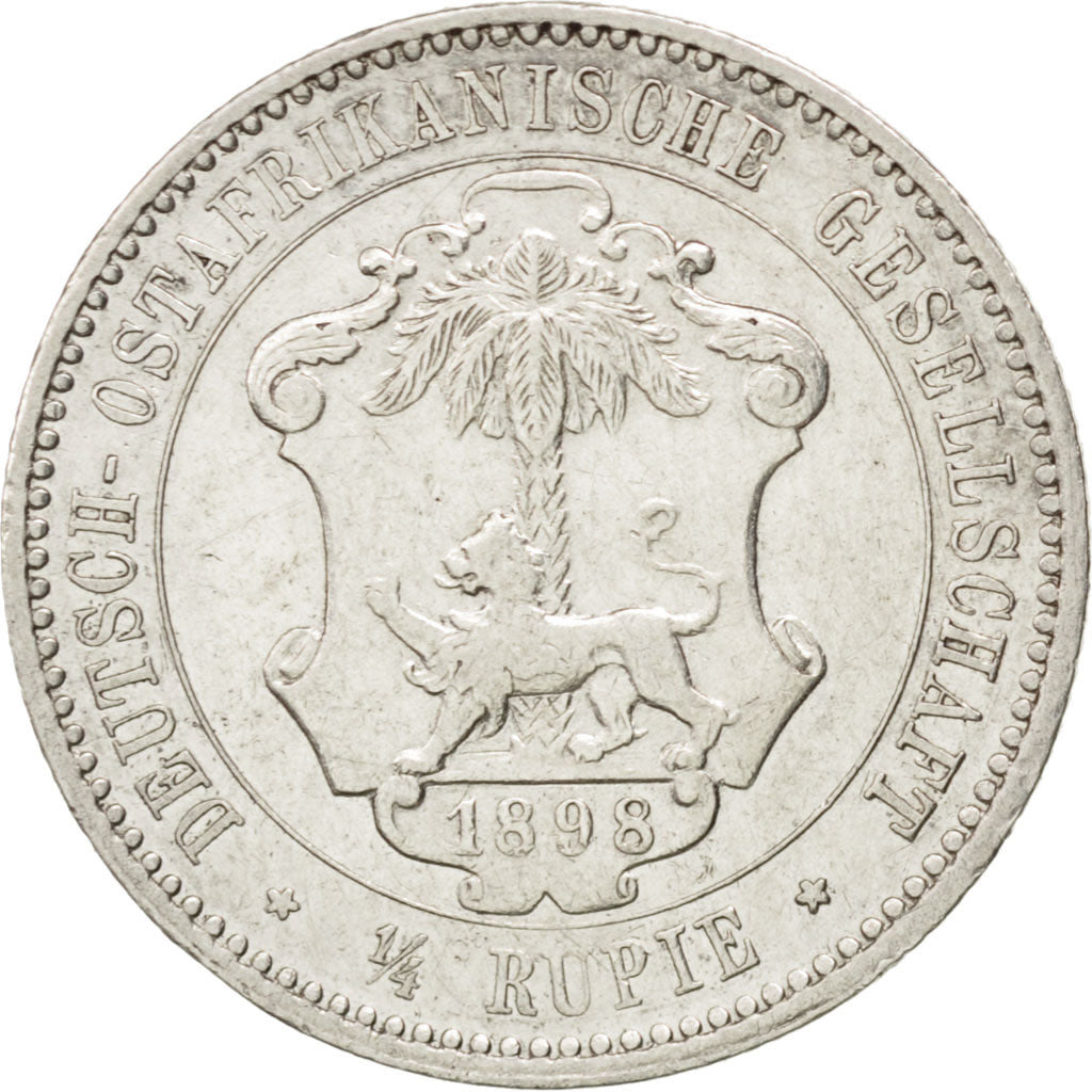 GERMAN EAST AFRICA, 1/4 Rupie, 1898, KM #3, AU(50-53), Silver, 2.90