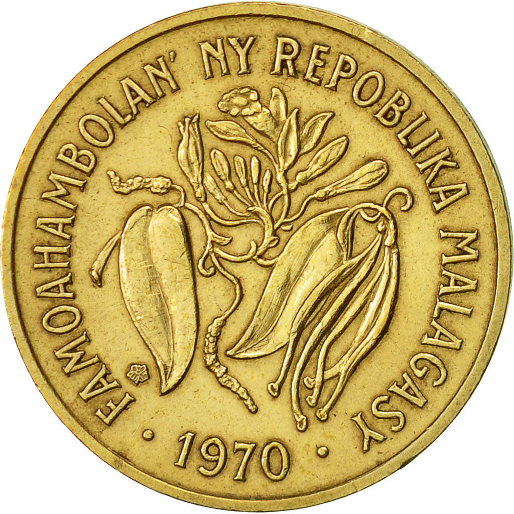 Madagascar, 10 Francs, 2 Ariary, 1970, Paris, BB, Alluminio-bronzo, KM:11