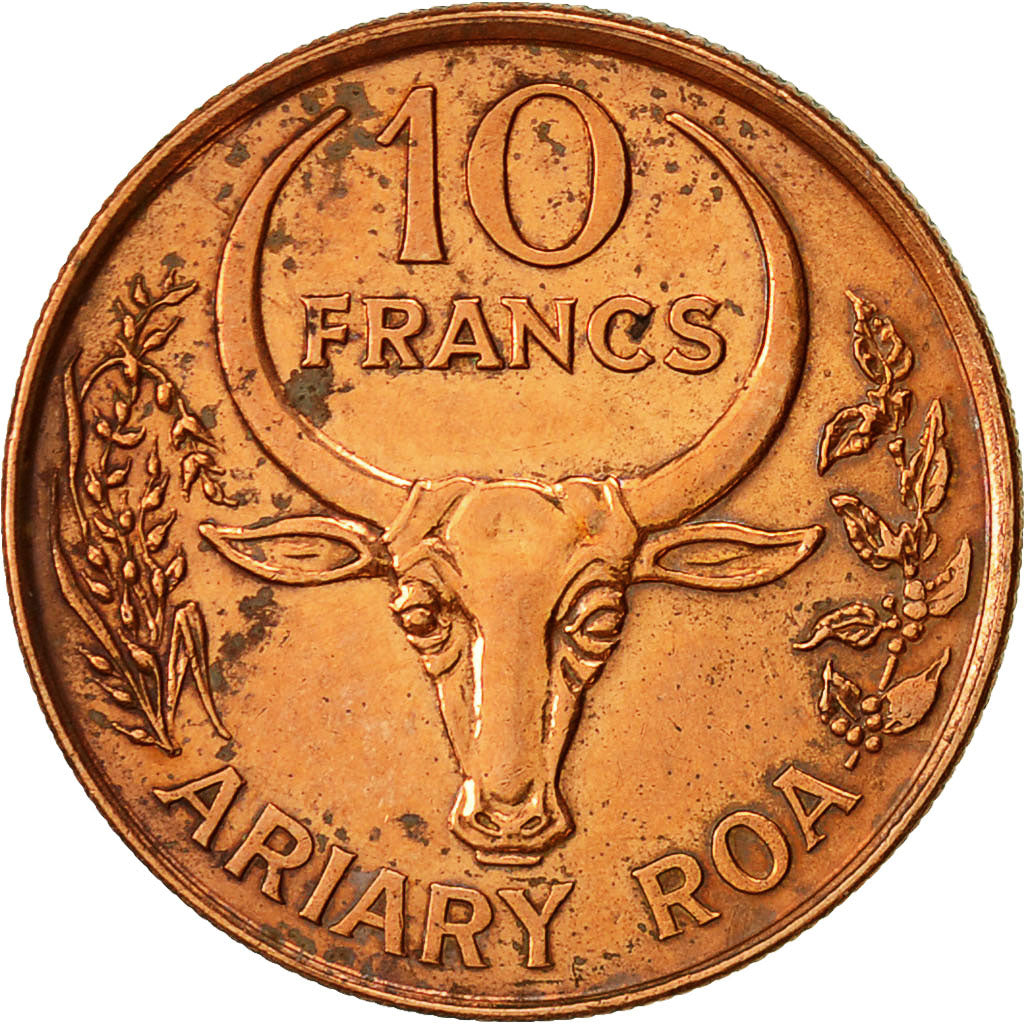 Madagascar, 10 Francs, 2 Ariary, 1996, Paris, SS, Copper Plated Steel, KM:22