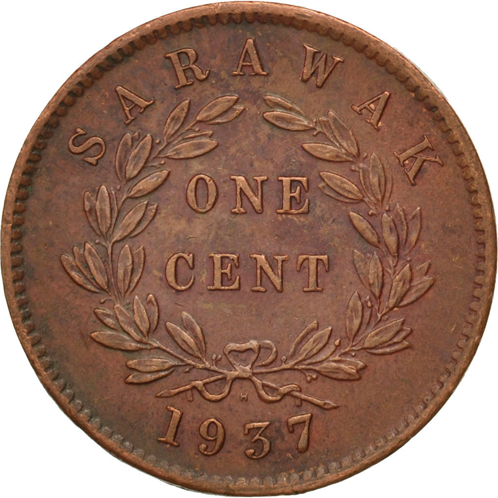 SARAWAK, Cent, 1937, Heaton, KM #18, AU(55-58), Bronze, 5.39