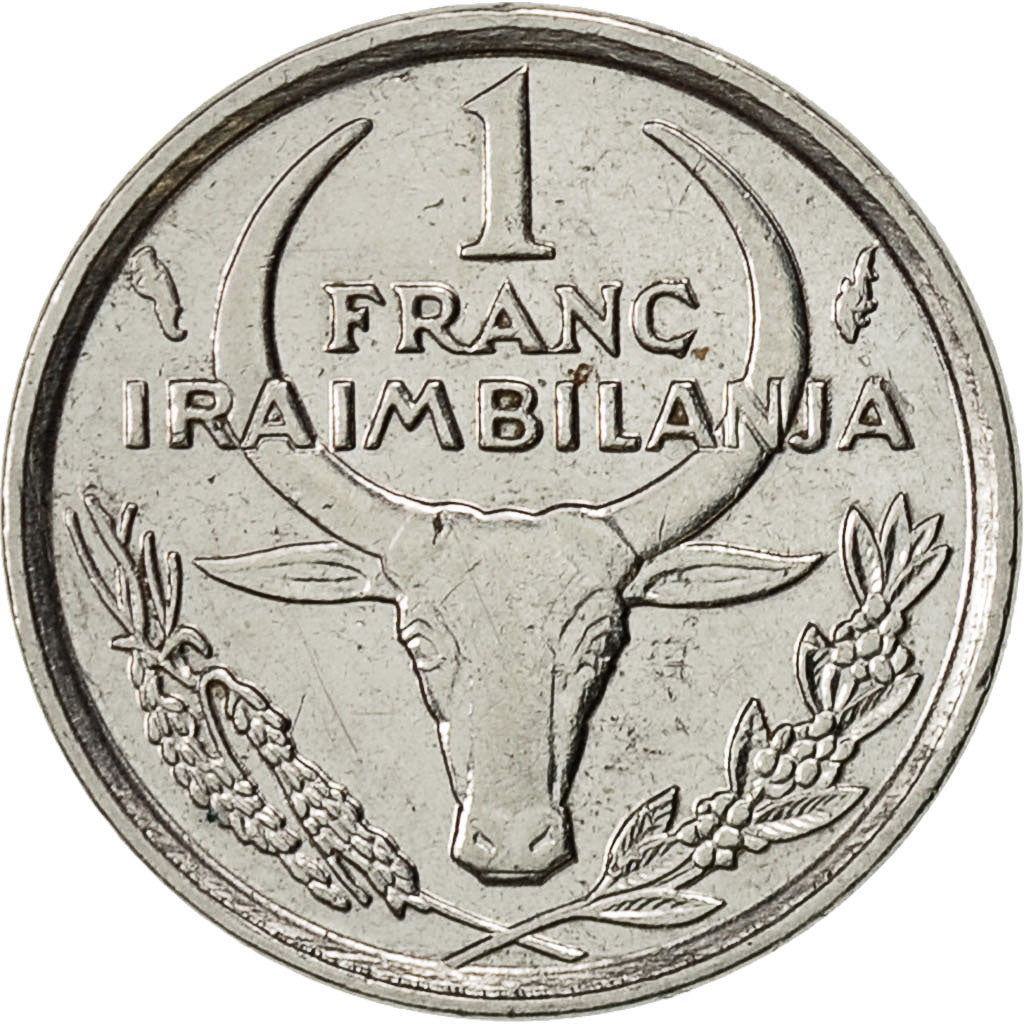 Madagascar, Franc, 1980, Paris, SS, Stainless Steel, KM:8