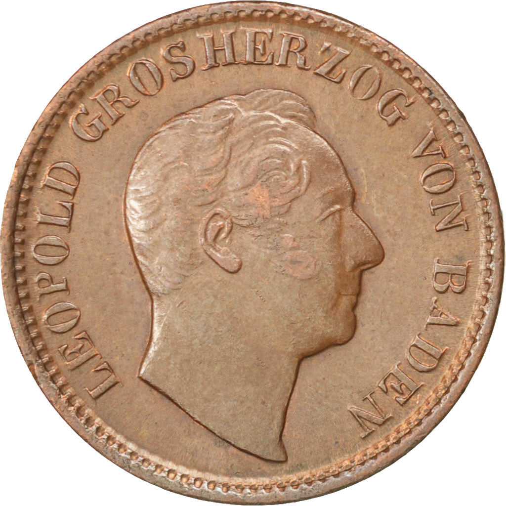 GERMAN STATES, Kreuzer, 1845, KM #218.1, AU(55-58), Copper, 4.07