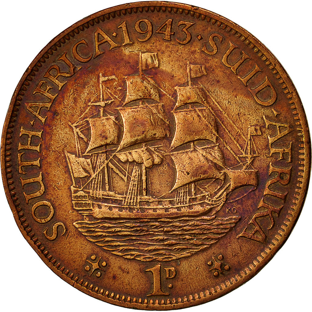 Südafrika, George VI, Penny, 1943, SS, Bronze, KM:25
