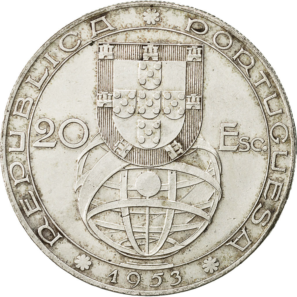 Portogallo, 20 Escudos, 1953, BB, Argento, KM:585