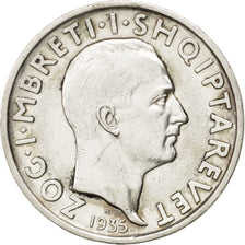 ALBANIA, Frang Ar, 1935, Rome, KM #16, AU(50-53), Silver, 23, 4.97