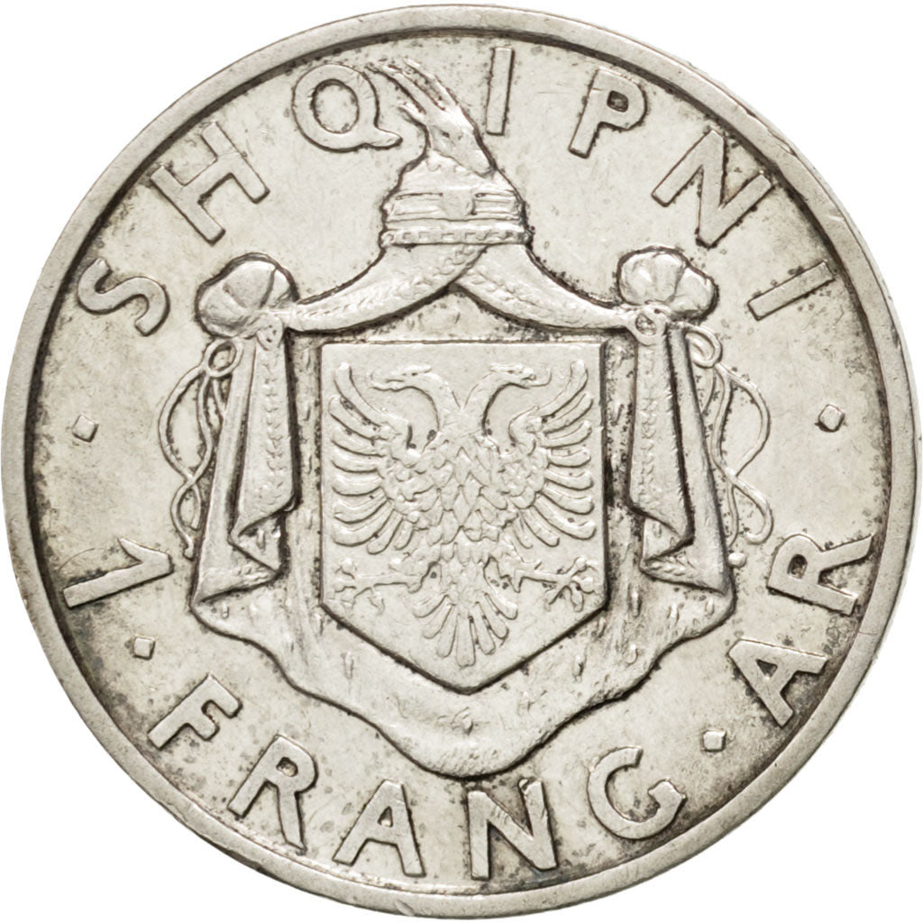 ALBANIA, Frang Ar, 1935, Rome, KM #16, AU(50-53), Silver, 23, 4.97