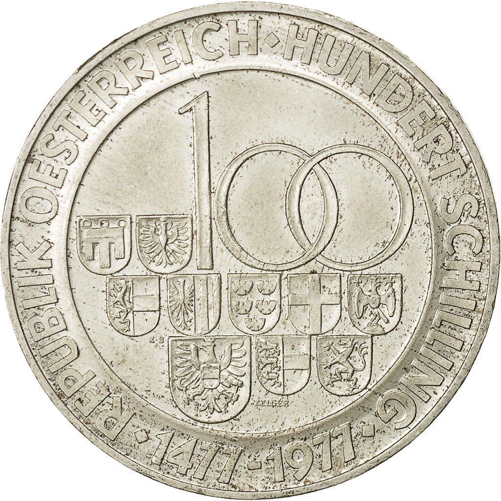 moneda, 100 Schilling, 1977, Austria, EBC, Plata, KM:2936
