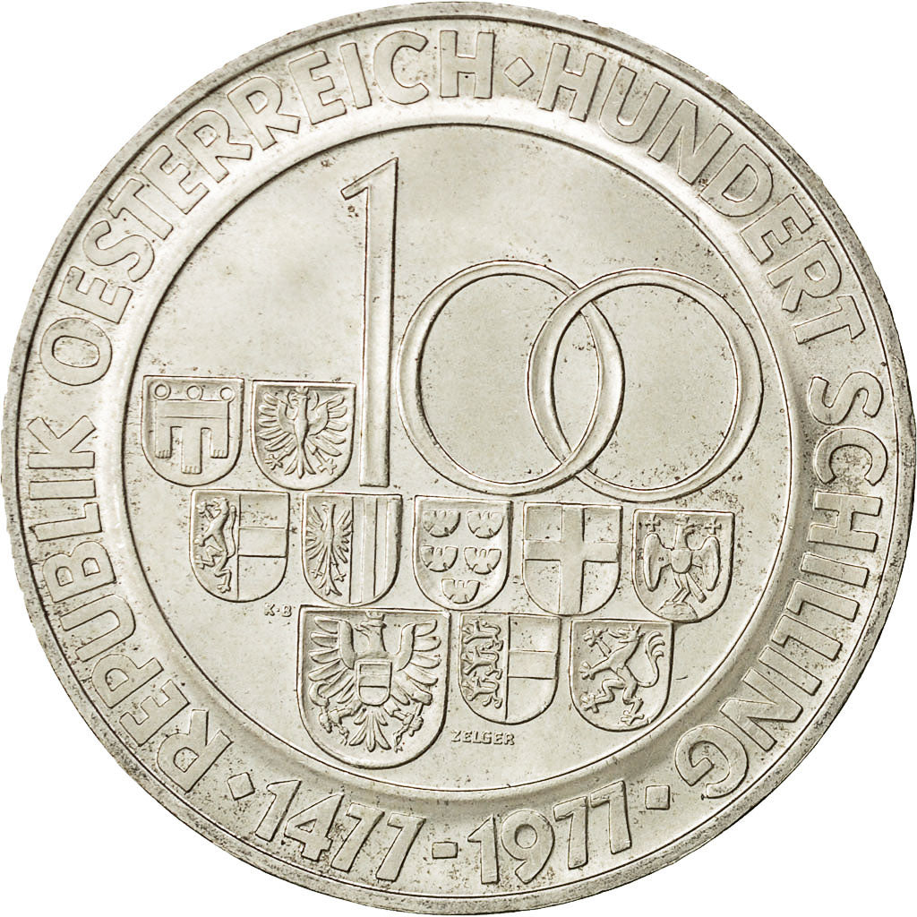 moneda, 100 Schilling, 1977, Austria, EBC+, Plata, KM:2936