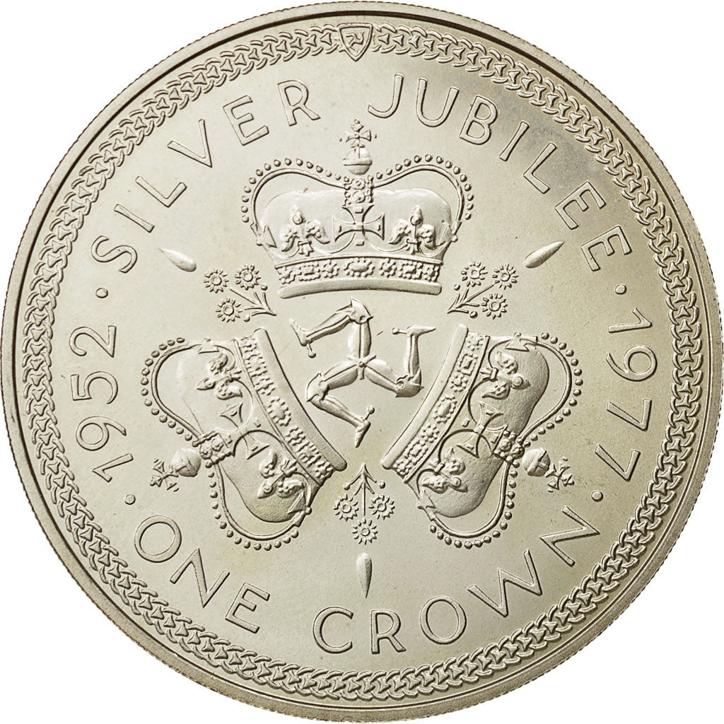 monnaie, Isle of Man, Elizabeth II, Crown, 1977, Pobjoy Mint, SPL, Argent