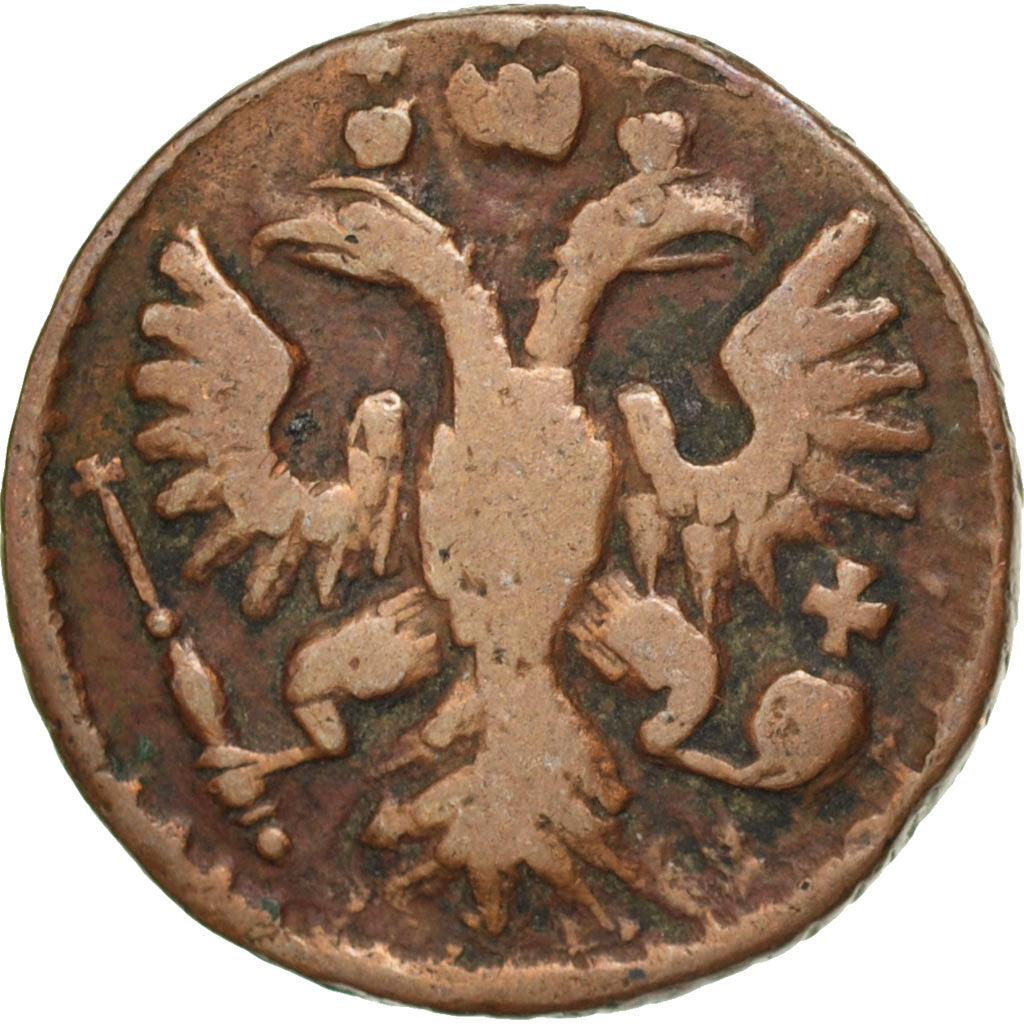 RUSSIA, Polushka, 1/4 Kopek, 1736, KM #187, VF(30-35), Copper, 4.38