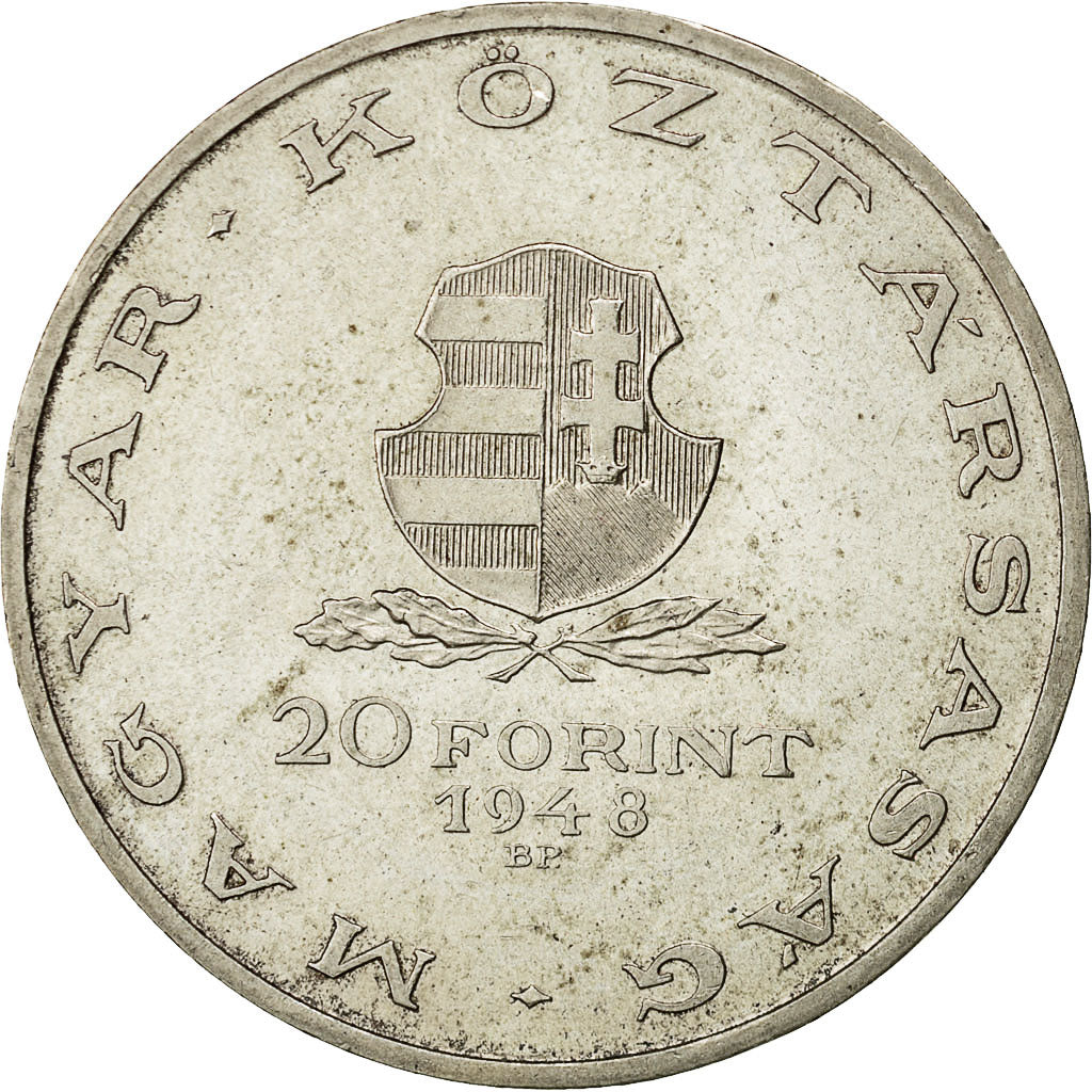 münze, Ungarn, 20 Forint, 1948, Budapest, SS+, Silber, KM:539