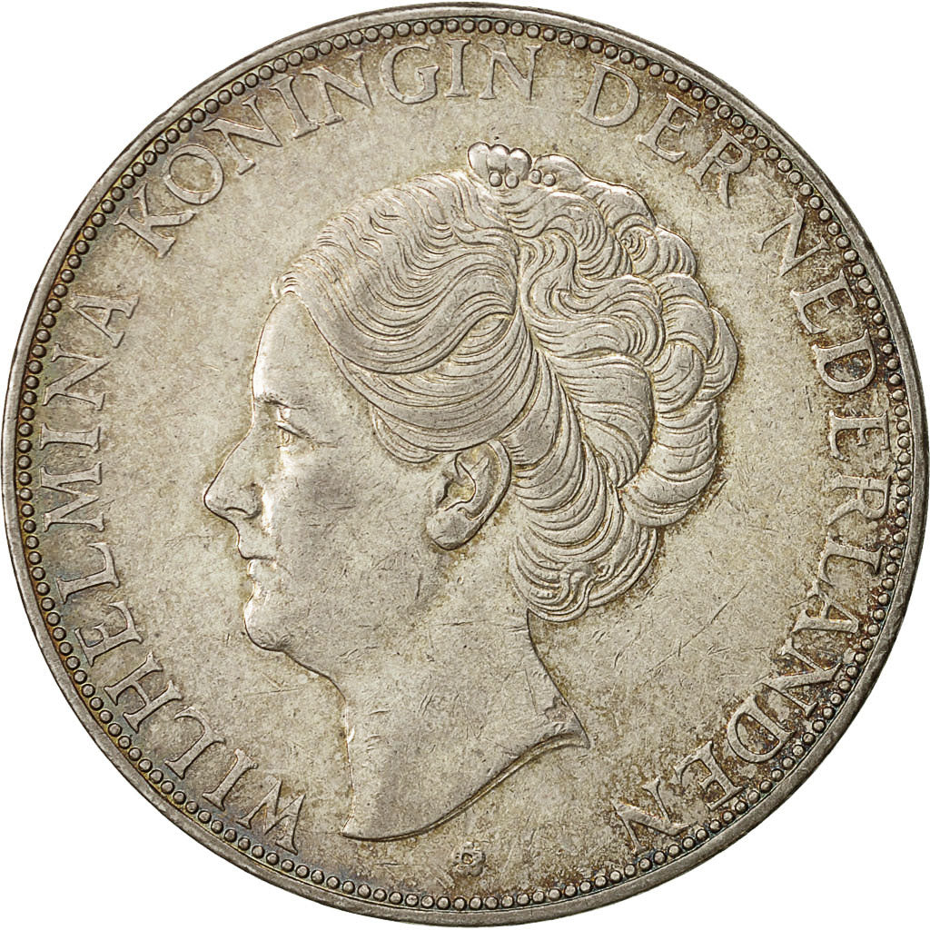 moneta, Paesi Bassi, Wilhelmina I, 2-1/2 Gulden, 1933, BB, Argento, KM:165