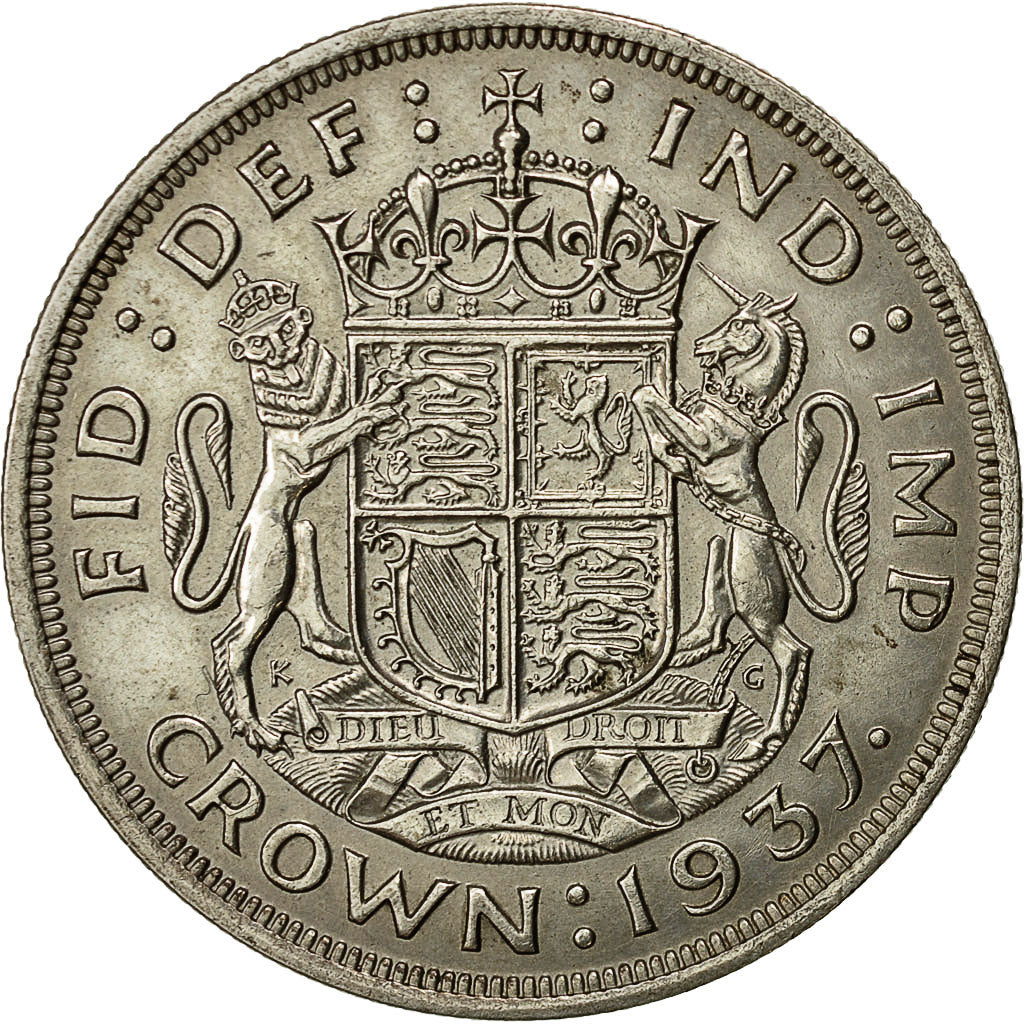 moneta, Gran Bretagna, George VI, Crown, 1937, BB+, Argento, KM:857