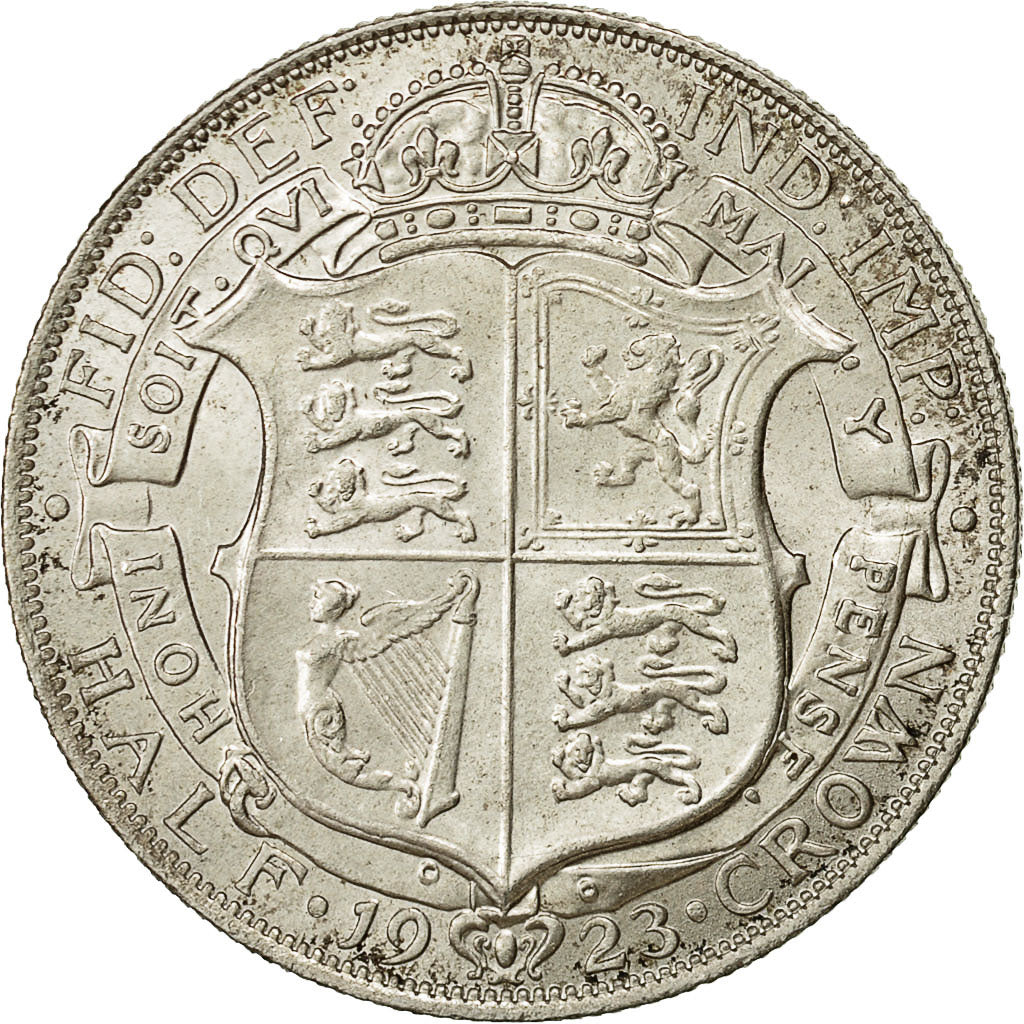 münze, Großbritannien, George V, 1/2 Crown, 1923, SS, Silber, KM:818.2