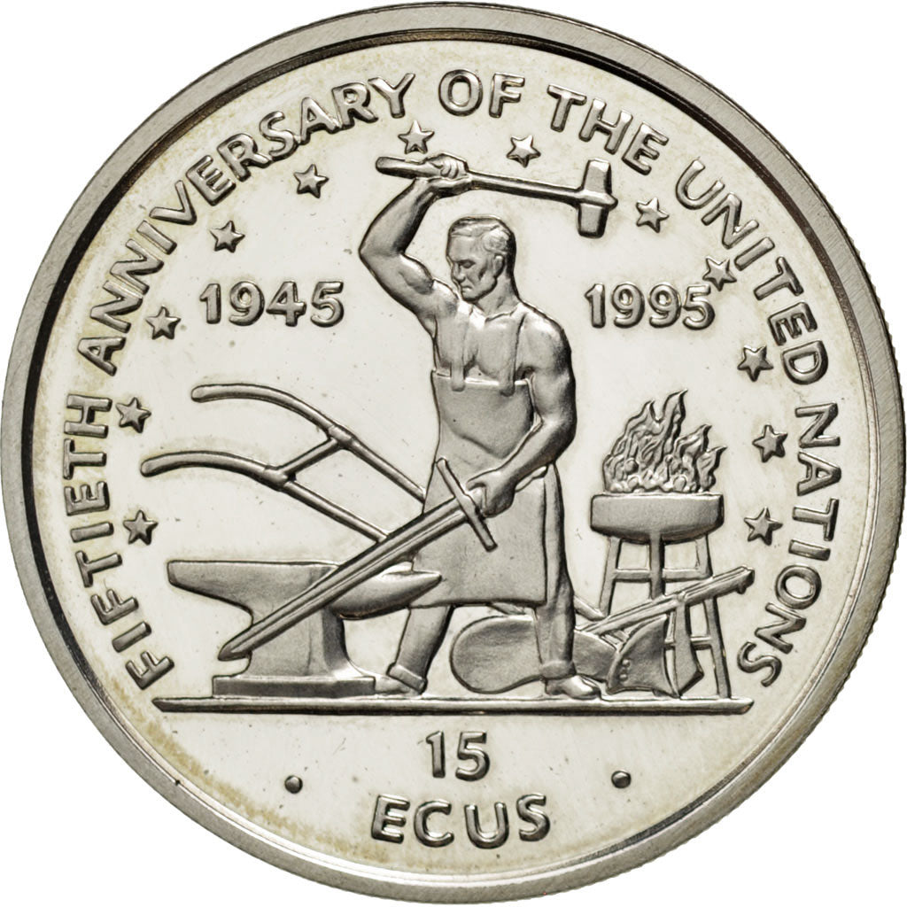 ISLE OF MAN, 15 ECUs, 1995, Pobjoy Mint, KM #714, MS(65-70), Silver, 30, 10.22