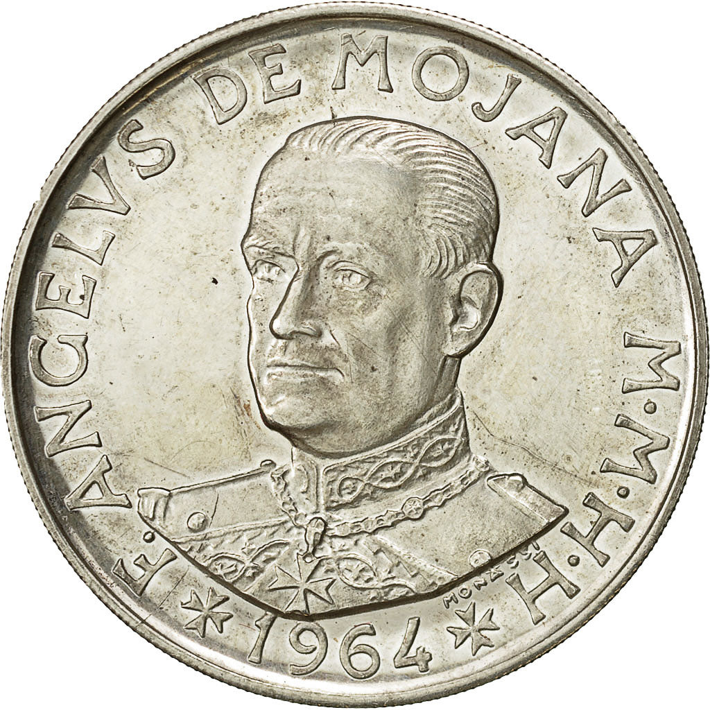 moneda, 2 Scudi, 1964, MALTA, ORDEN DE, Angelo de Mojana di Cologna, MBC, Plata
