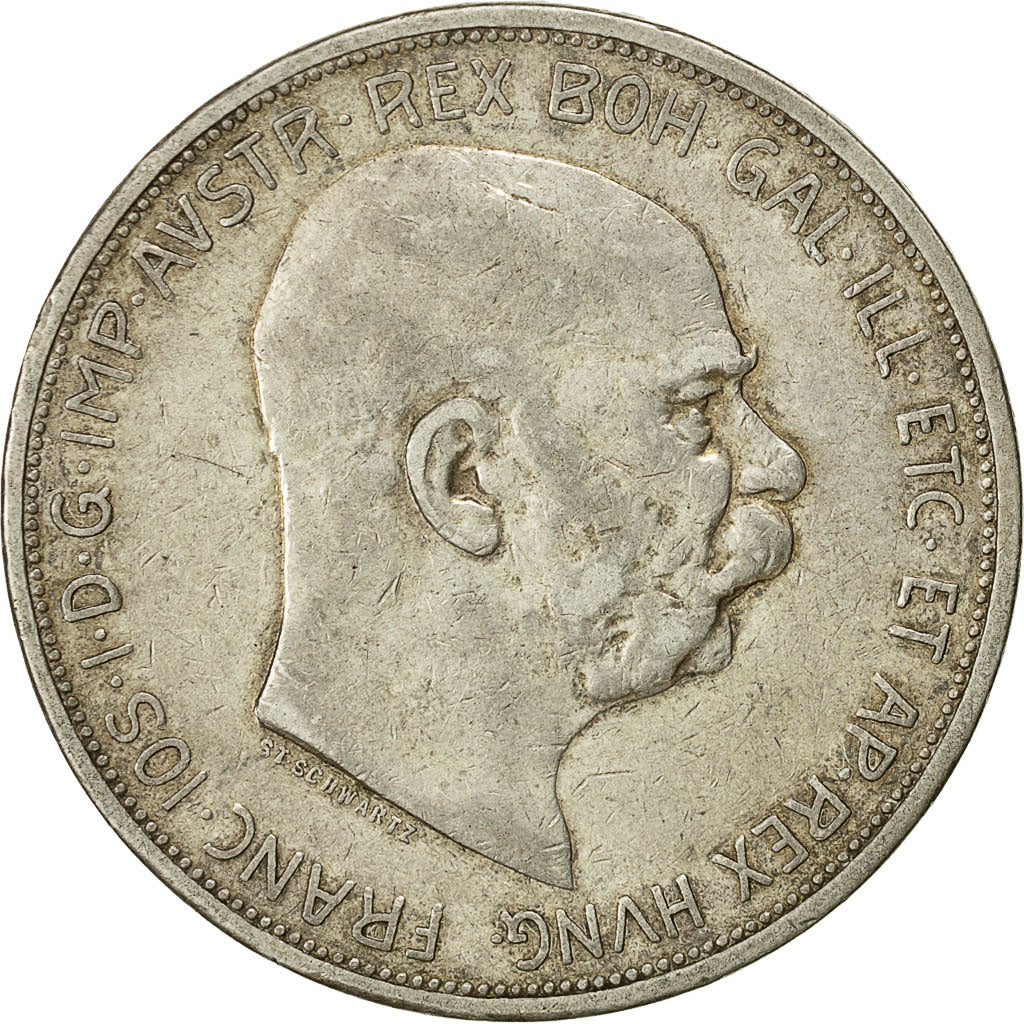 moneda, Austria, Franz Joseph I, 5 Corona, 1909, MBC, Plata, KM:2813