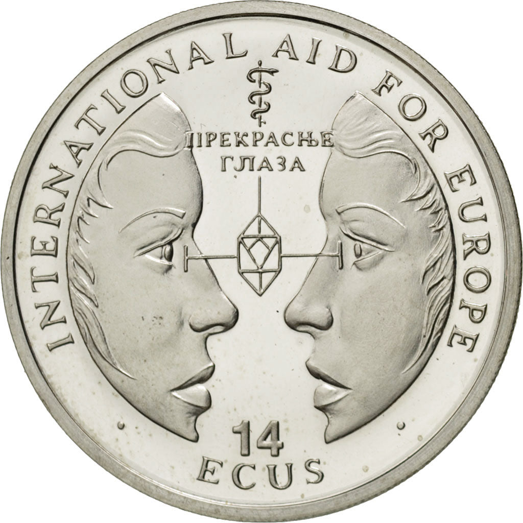 Coin, Gibraltar, Elizabeth II, 14 Ecus, 1994, MS(65-70), Silver, KM:483