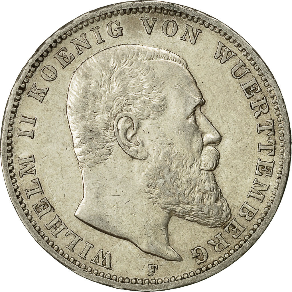 moneta, Stati tedeschi, BADEN, Friedrich II, 3 Mark, 1909, Stuttgart, BB