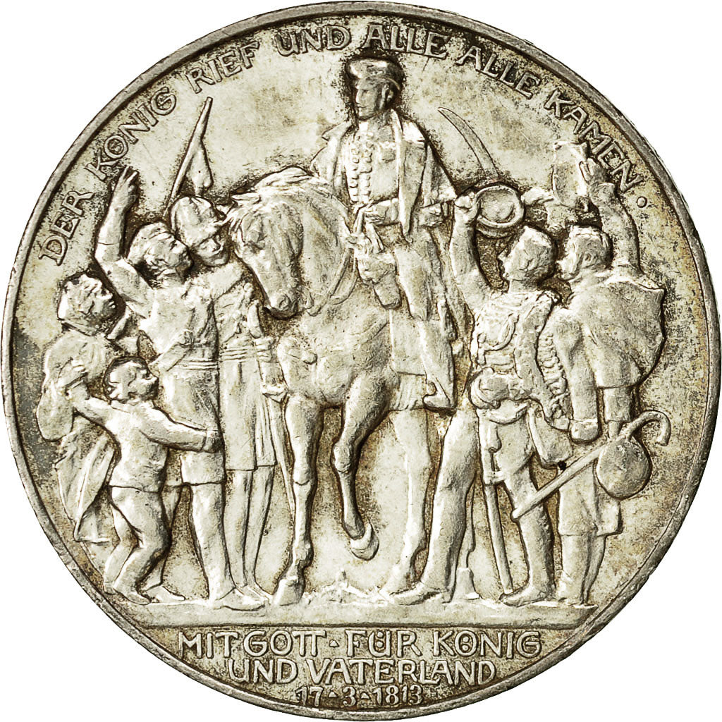 moneta, Stati tedeschi, PRUSSIA, Wilhelm II, 3 Mark, 1913, Berlin, MB+, Argento