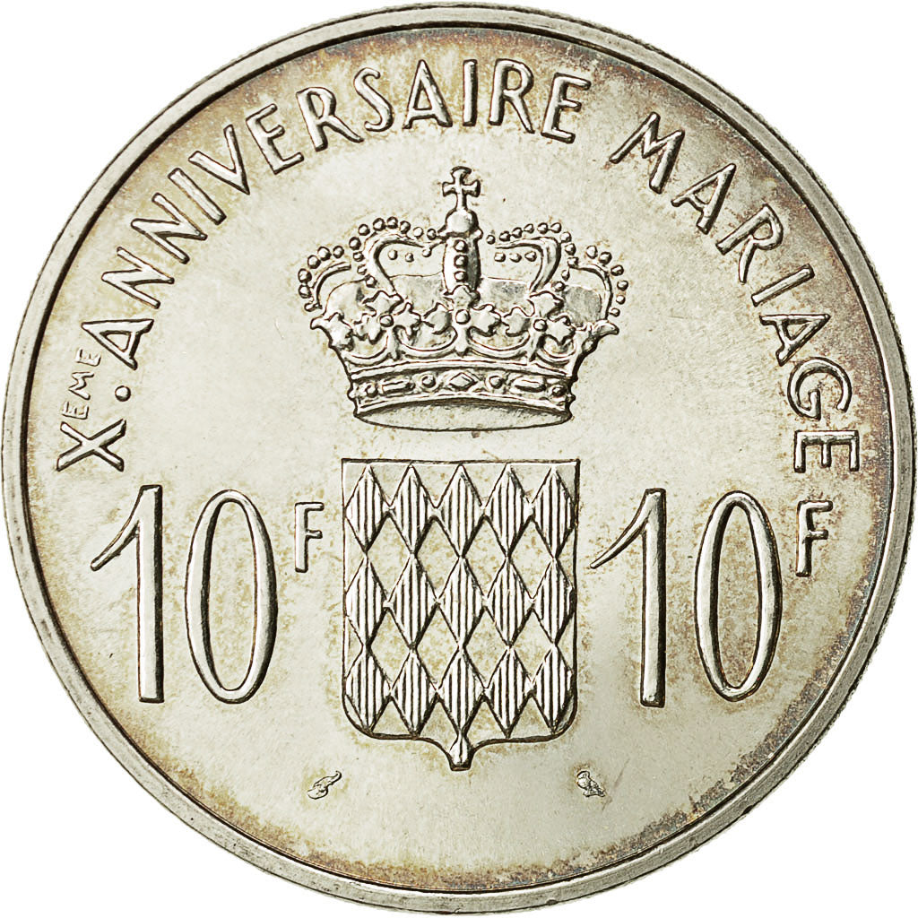 münze, Monaco, 10 Francs, 1966, SS+, Silber, KM:M1, Gadoury:154